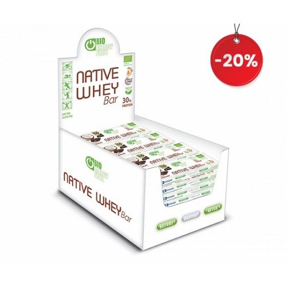 20 Organic coconut and chocolate protein bar with Native Whey (30g)